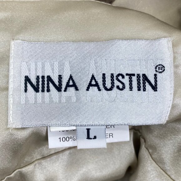 Nina Austin Silk Formal Gown | L | Metallic Beaded Sequin | Event Ball Gala - Picture 3 of 11